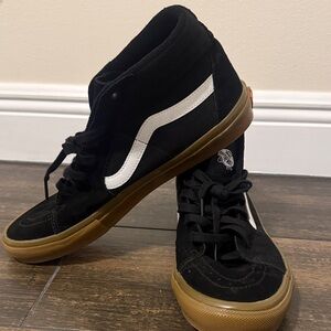 Men’s Vans Black and White High-Top Sneakers with Gum Sole Sz 13